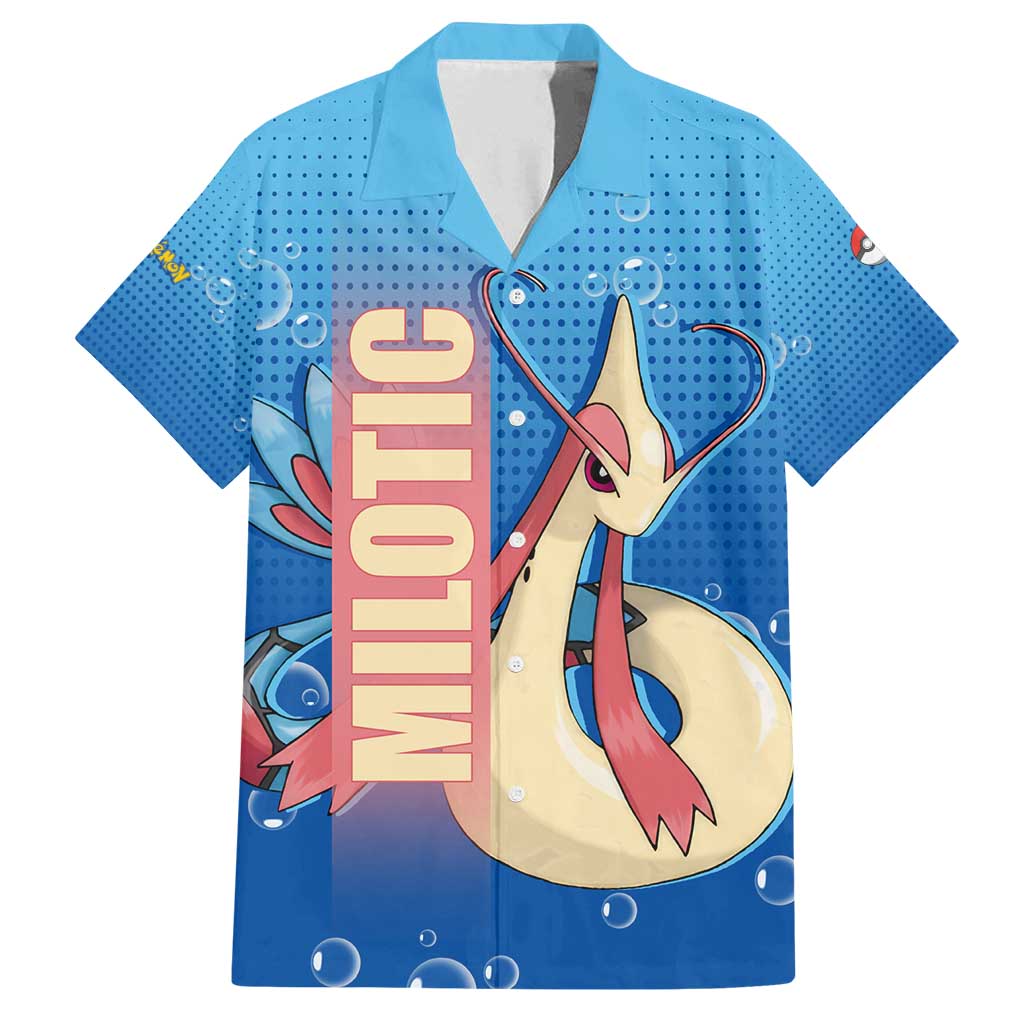 Milotic from Poké Family Matching Long Sleeve Bodycon Dress and Hawaiian Shirt with Water Type Ability and Graceful Pose Design - The Mazicc