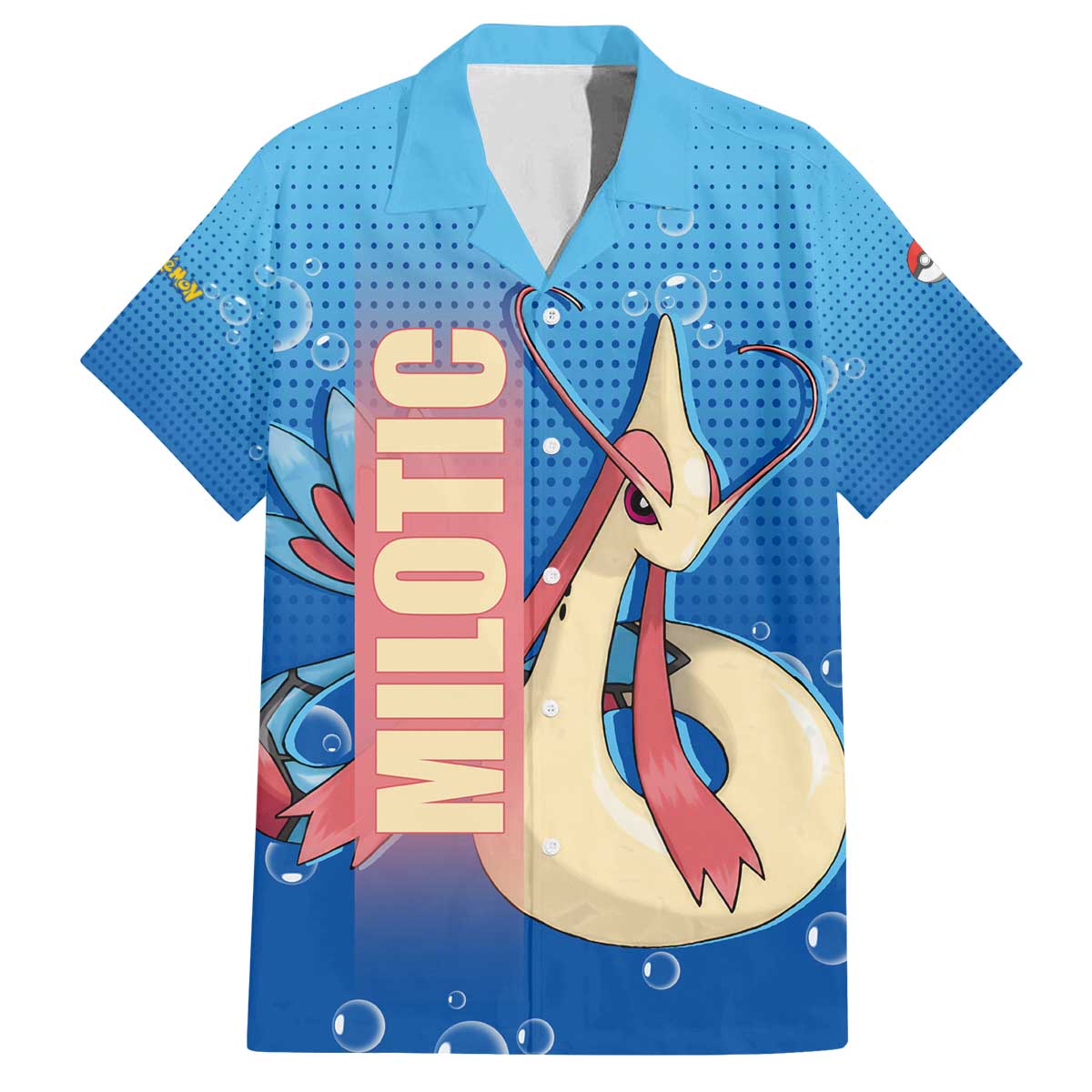 Milotic from Poké Family Matching Off The Shoulder Long Sleeve Dress and Hawaiian Shirt with Water Type Ability and Graceful Pose Design - The Mazicc