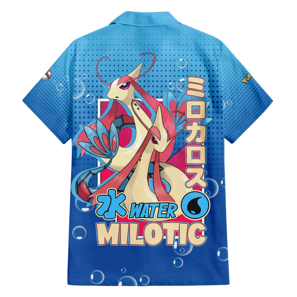 Milotic from Poké Family Matching Off Shoulder Short Dress and Hawaiian Shirt with Water Type Ability and Graceful Pose Design - The Mazicc