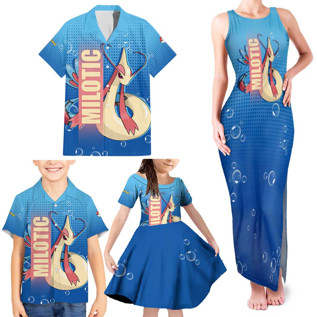 Milotic from Poké Family Matching Tank Maxi Dress and Hawaiian Shirt with Water Type Ability and Graceful Pose Design - The Mazicc
