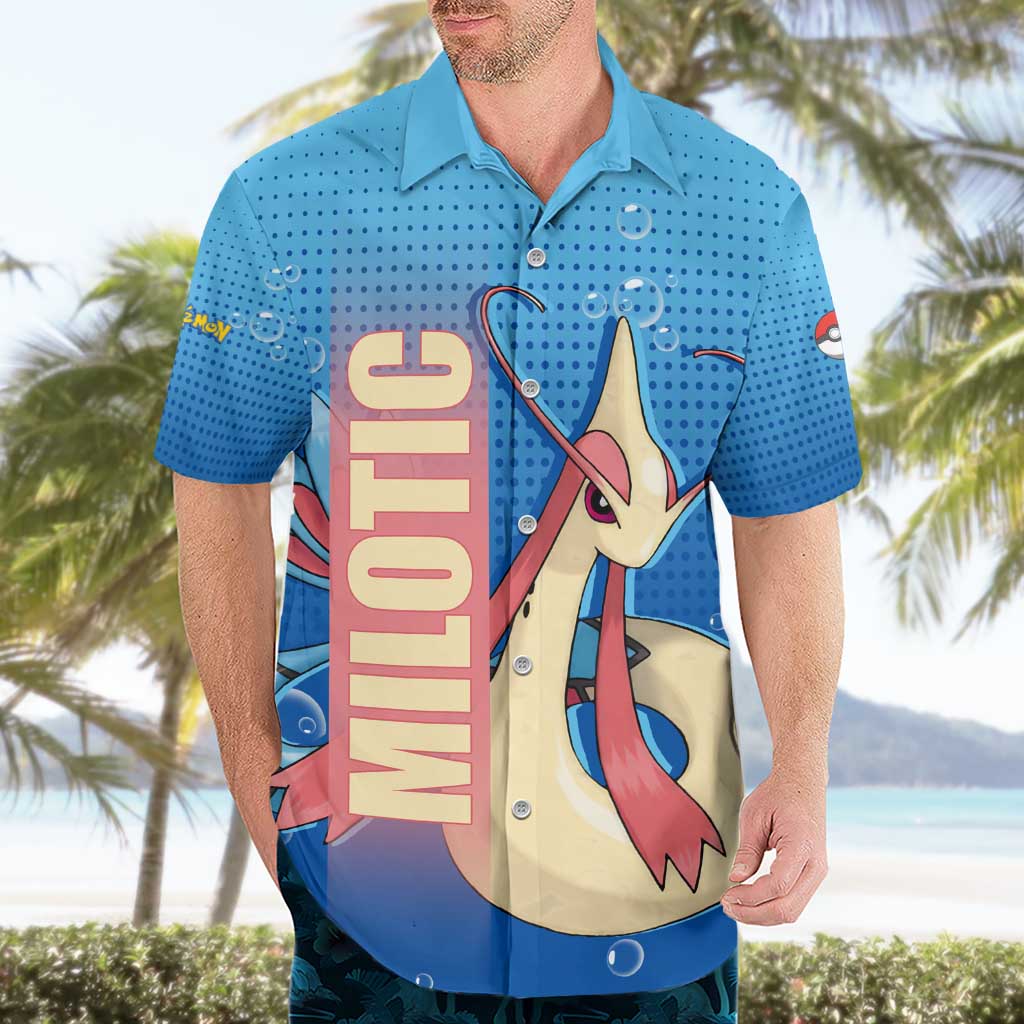 Milotic from Poké Hawaiian Shirt with Water Type Ability and Graceful Pose Design - The Mazicc