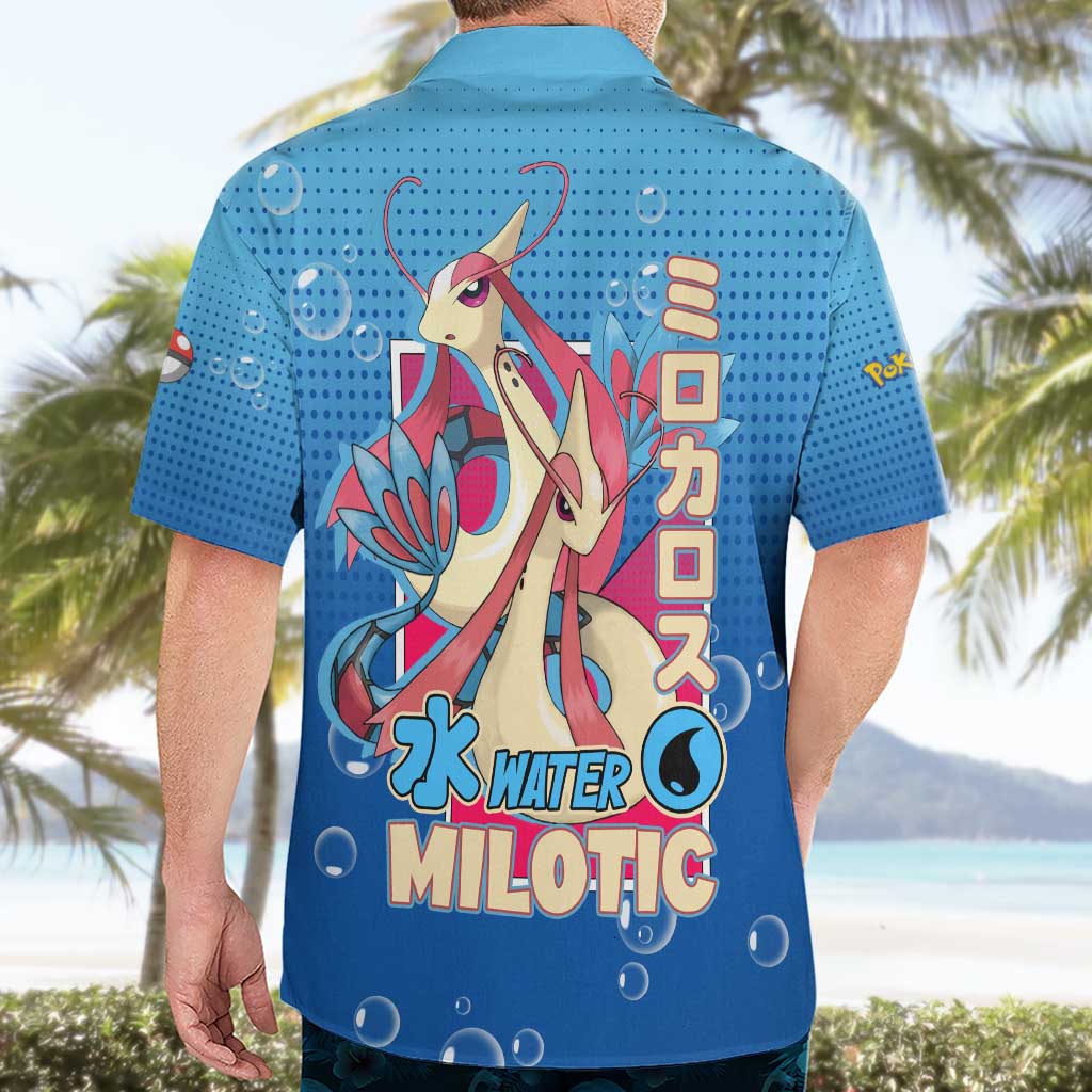 Milotic from Poké Hawaiian Shirt with Water Type Ability and Graceful Pose Design - The Mazicc