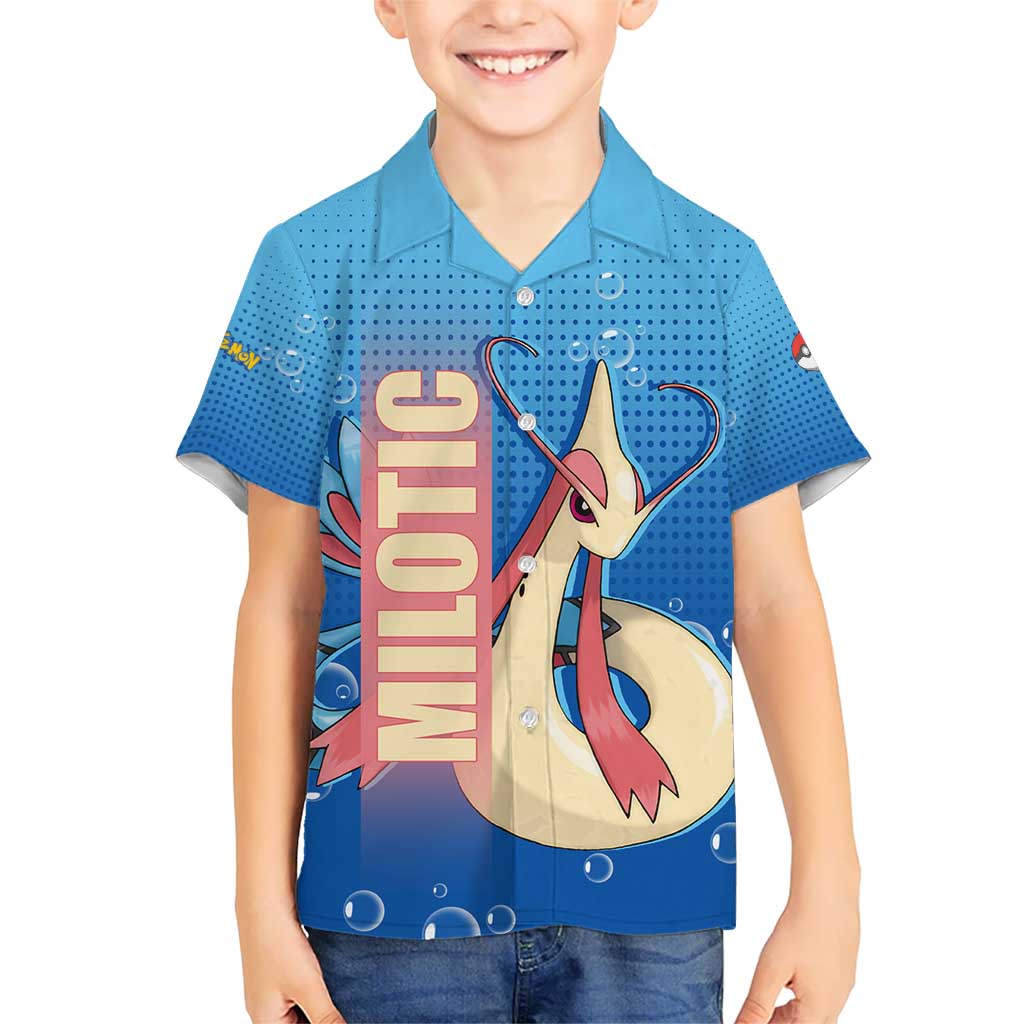 Milotic from Poké Hawaiian Shirt with Water Type Ability and Graceful Pose Design - The Mazicc