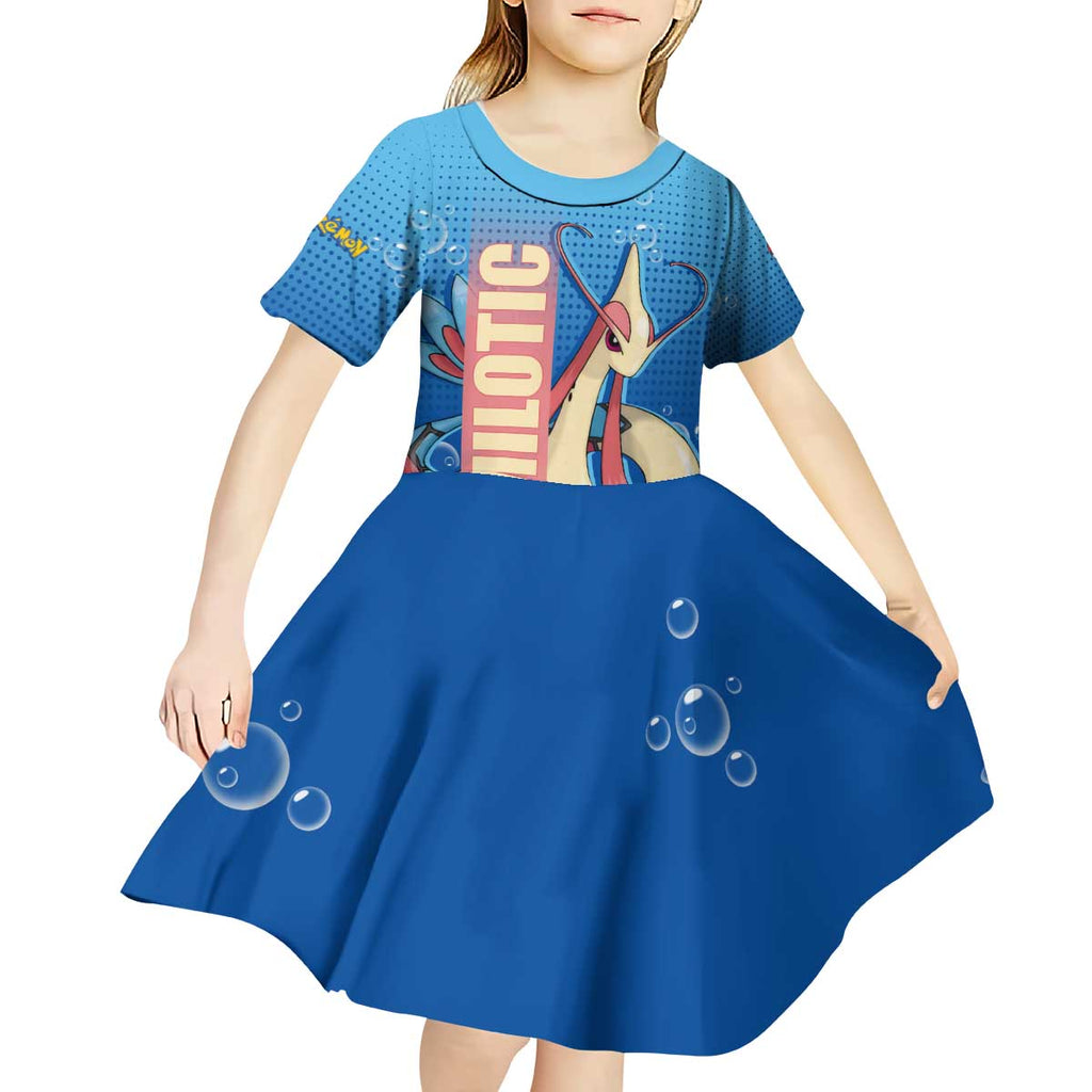 Milotic from Poké Kid Short Sleeve Dress with Water Type Ability and Graceful Pose Design - The Mazicc