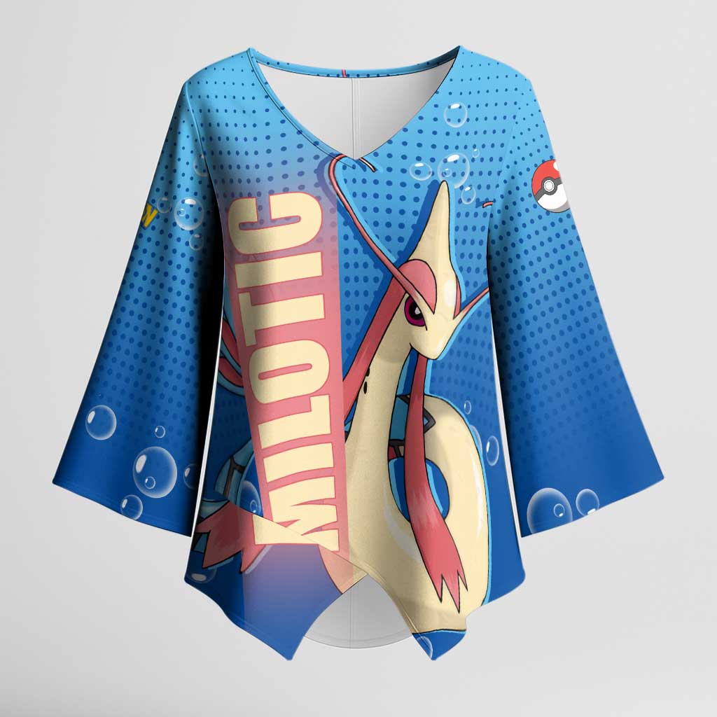 Milotic from Poké Kimono Sleeve Blouse with Water Type Ability and Graceful Pose Design - The Mazicc