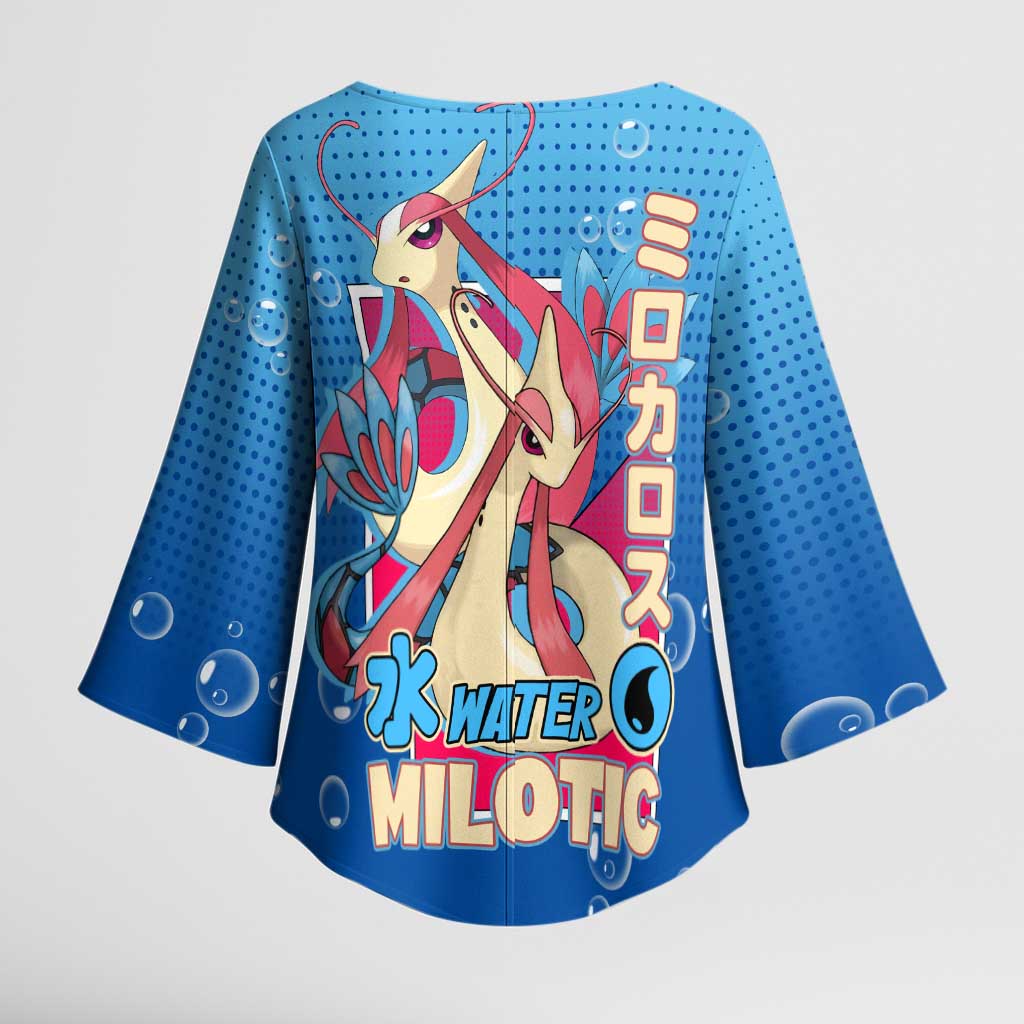Milotic from Poké Kimono Sleeve Blouse with Water Type Ability and Graceful Pose Design - The Mazicc