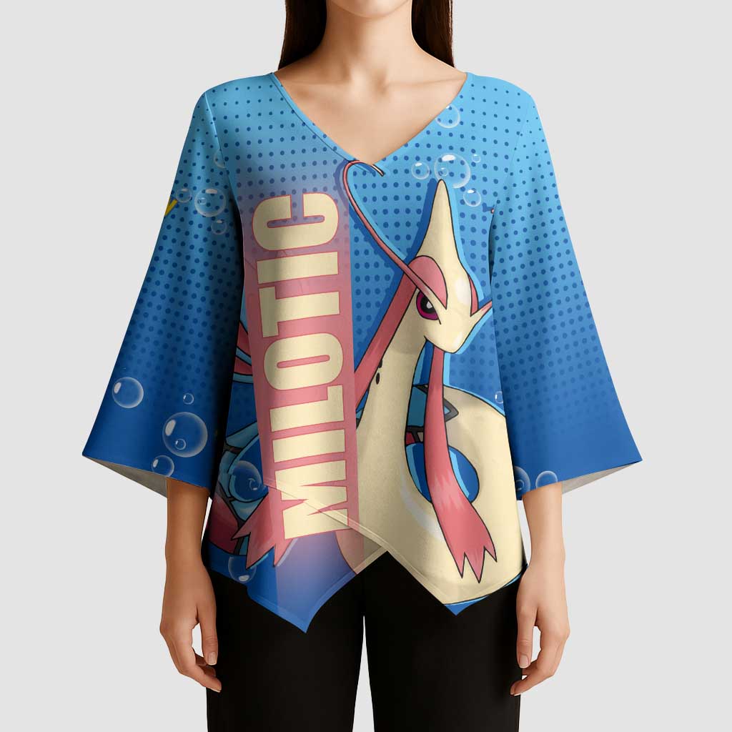 Milotic from Poké Kimono Sleeve Blouse with Water Type Ability and Graceful Pose Design - The Mazicc