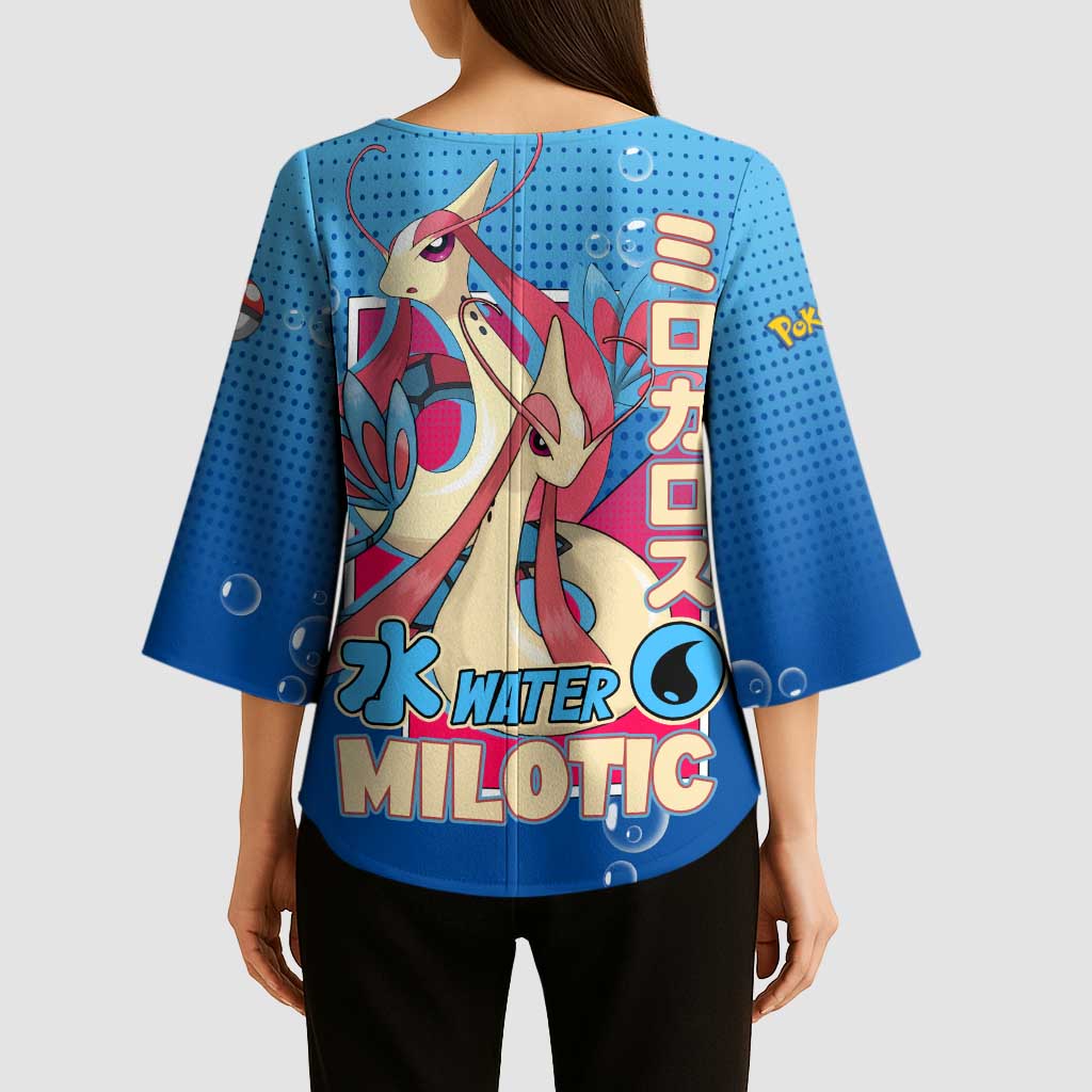 Milotic from Poké Kimono Sleeve Blouse with Water Type Ability and Graceful Pose Design - The Mazicc