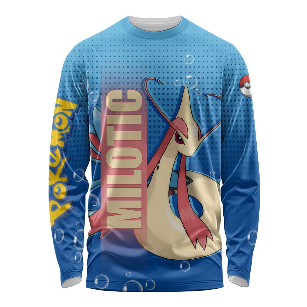 Milotic from Poké Long Sleeve Shirt with Water Type Ability and Graceful Pose Design - The Mazicc