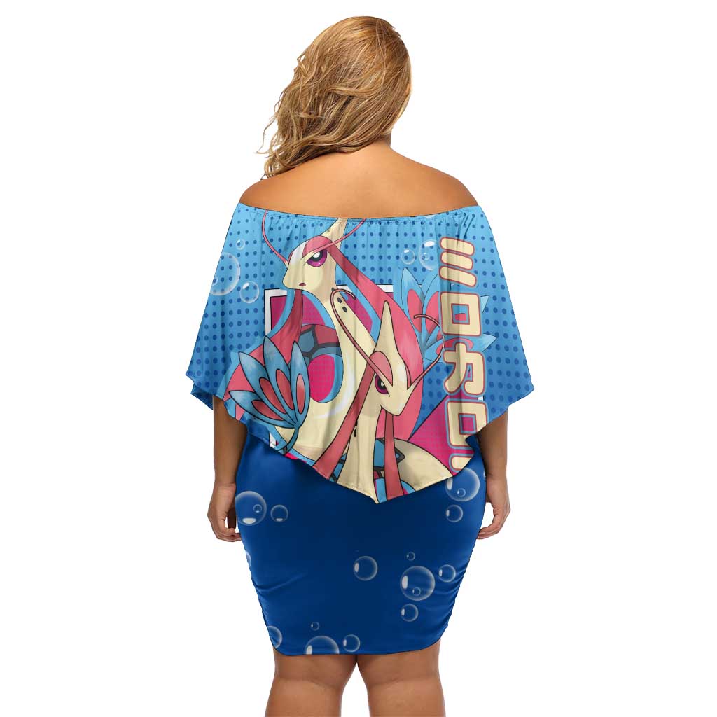 Milotic from Poké Off Shoulder Short Dress with Water Type Ability and Graceful Pose Design - The Mazicc