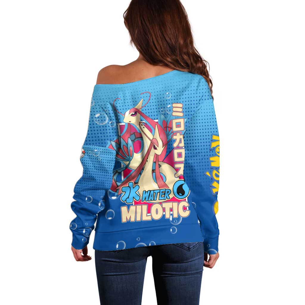 Milotic from Poké Off Shoulder Sweater with Water Type Ability and Graceful Pose Design - The Mazicc