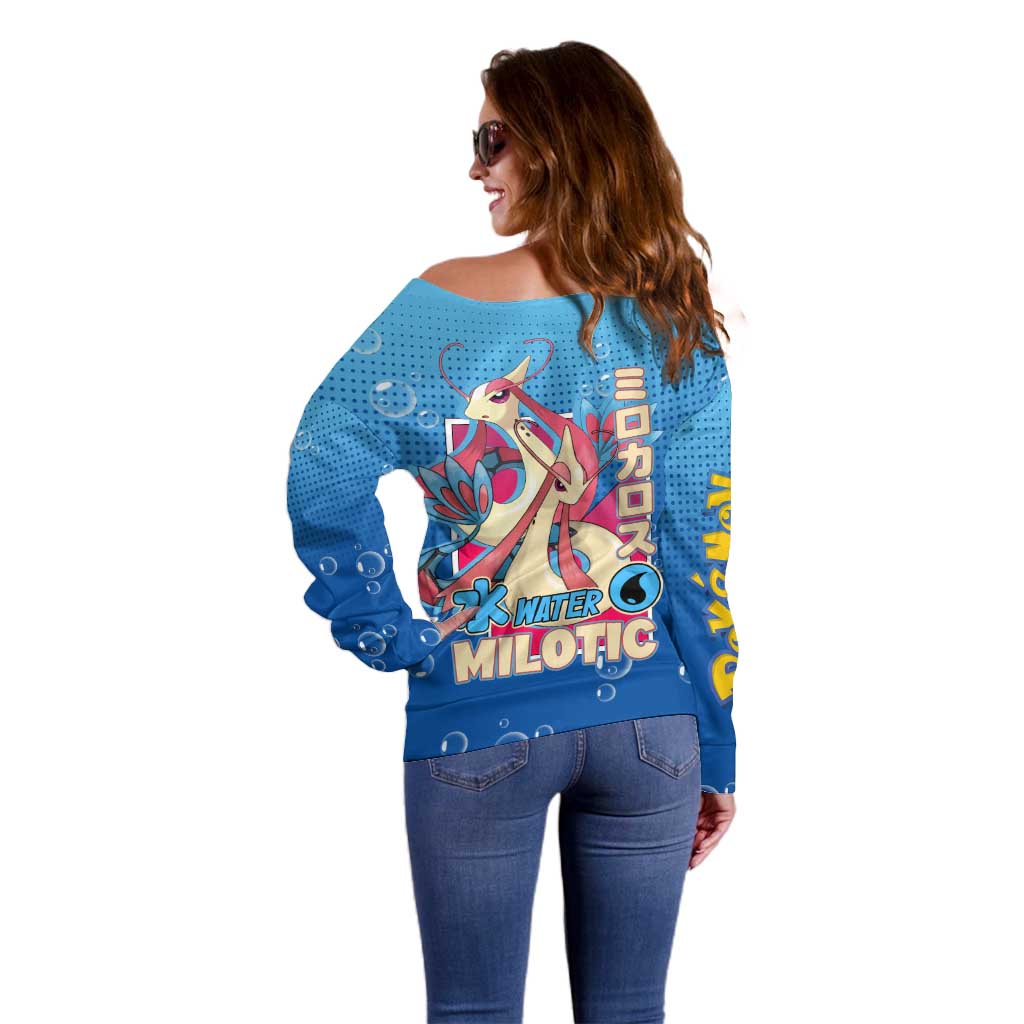 Milotic from Poké Off Shoulder Sweater with Water Type Ability and Graceful Pose Design - The Mazicc