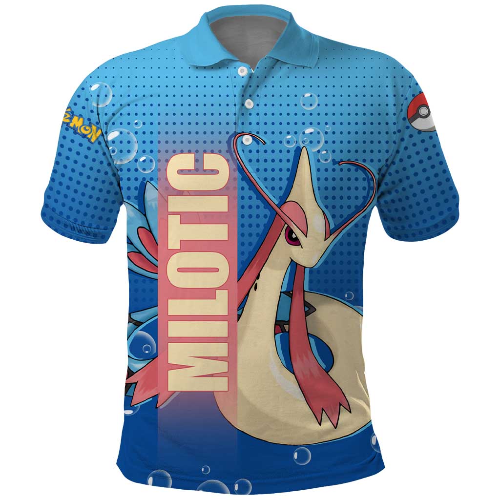 Milotic from Poké Polo Shirt with Water Type Ability and Graceful Pose Design - The Mazicc