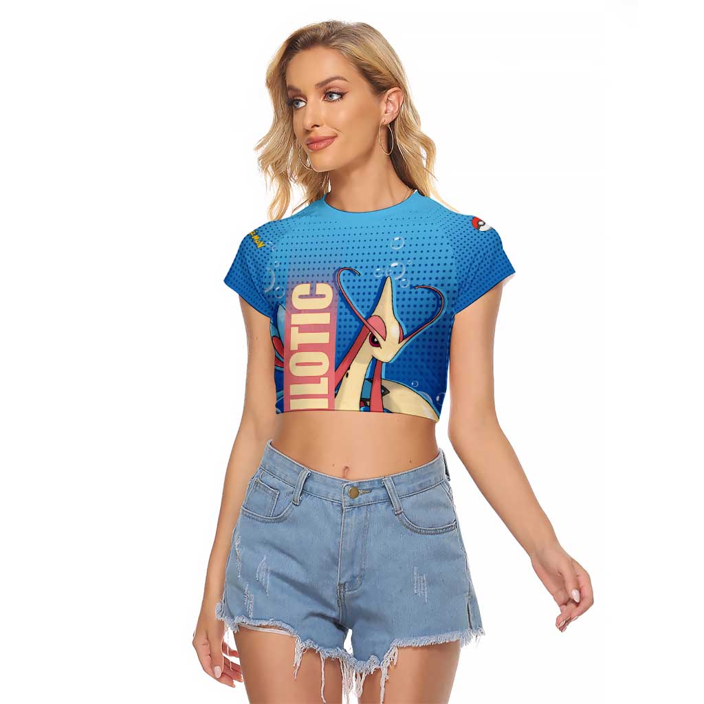 Milotic from Poké Raglan Cropped T Shirt with Water Type Ability and Graceful Pose Design - The Mazicc
