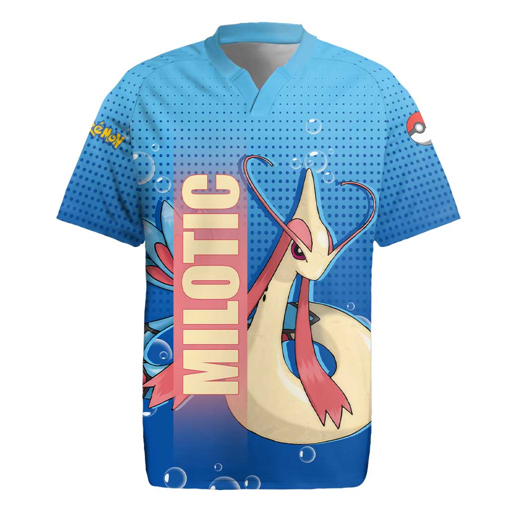 Milotic from Poké Rugby Jersey with Water Type Ability and Graceful Pose Design - The Mazicc
