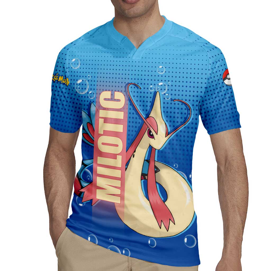 Milotic from Poké Rugby Jersey with Water Type Ability and Graceful Pose Design - The Mazicc