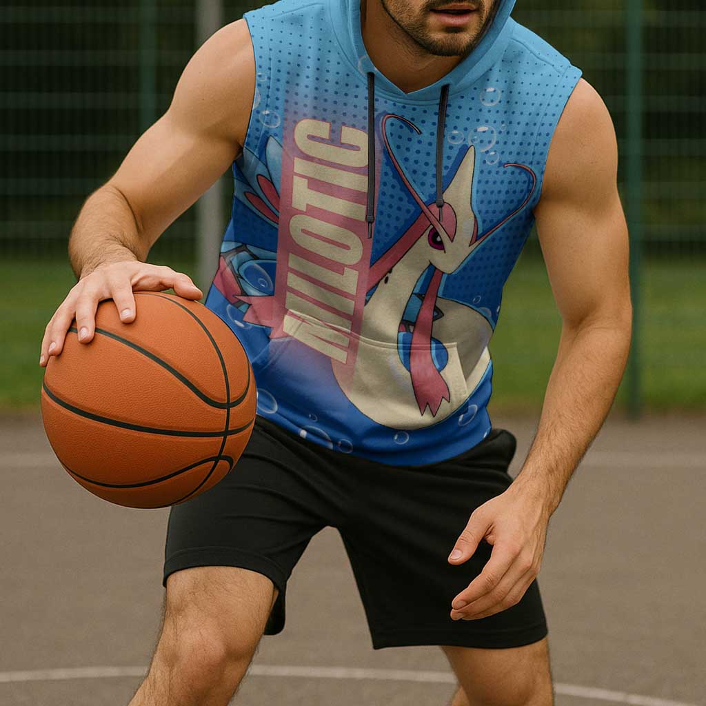 Milotic from Poké Sleeveless Hoodie with Water Type Ability and Graceful Pose Design - The Mazicc