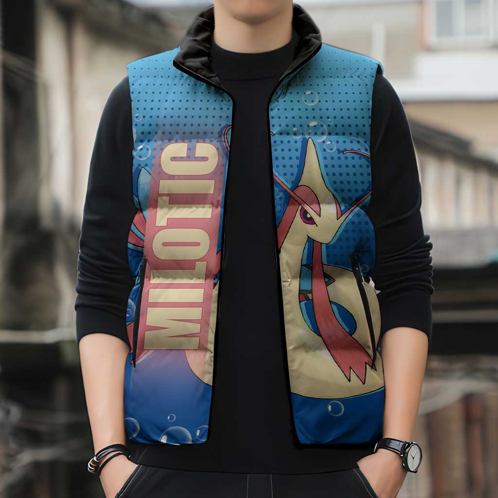 Milotic from Poké Sleeveless Puffer Jacket with Water Type Ability and Graceful Pose Design - The Mazicc