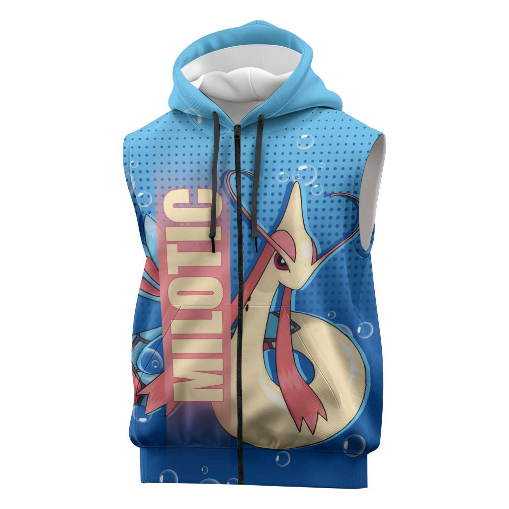 Milotic from Poké Sleeveless Zip Hoodie with Water Type Ability and Graceful Pose Design - The Mazicc