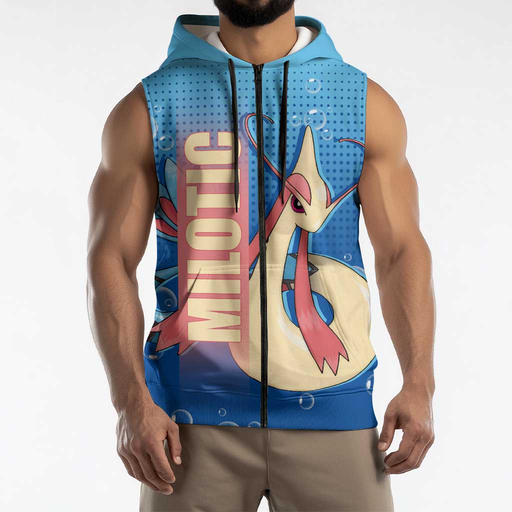 Milotic from Poké Sleeveless Zip Hoodie with Water Type Ability and Graceful Pose Design - The Mazicc