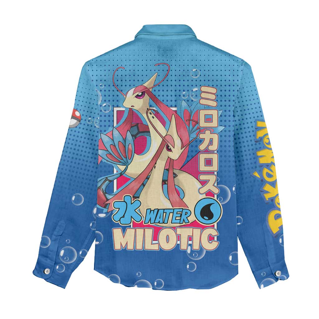 Milotic from Poké Women Casual Shirt with Water Type Ability and Graceful Pose Design - The Mazicc