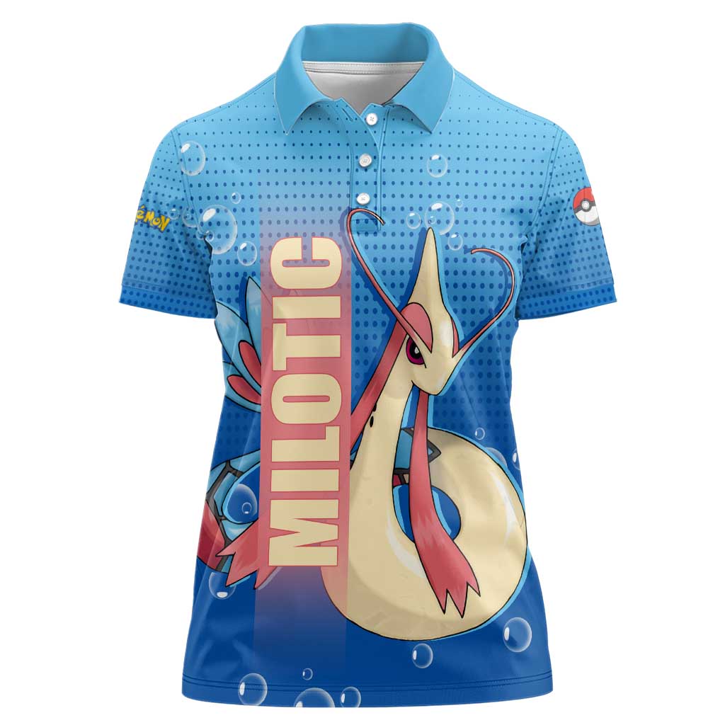 Milotic from Poké Women Polo Shirt with Water Type Ability and Graceful Pose Design - The Mazicc