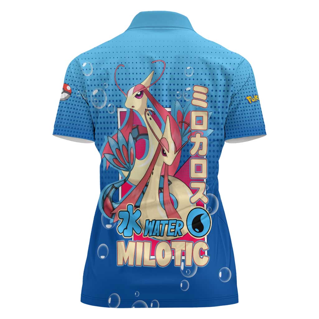 Milotic from Poké Women Polo Shirt with Water Type Ability and Graceful Pose Design - The Mazicc