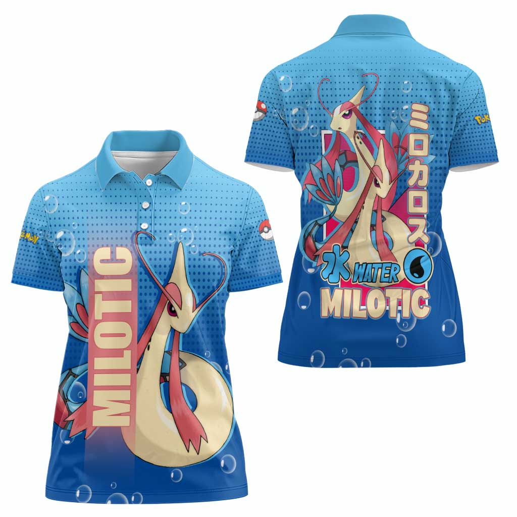 Milotic from Poké Women Polo Shirt with Water Type Ability and Graceful Pose Design - The Mazicc