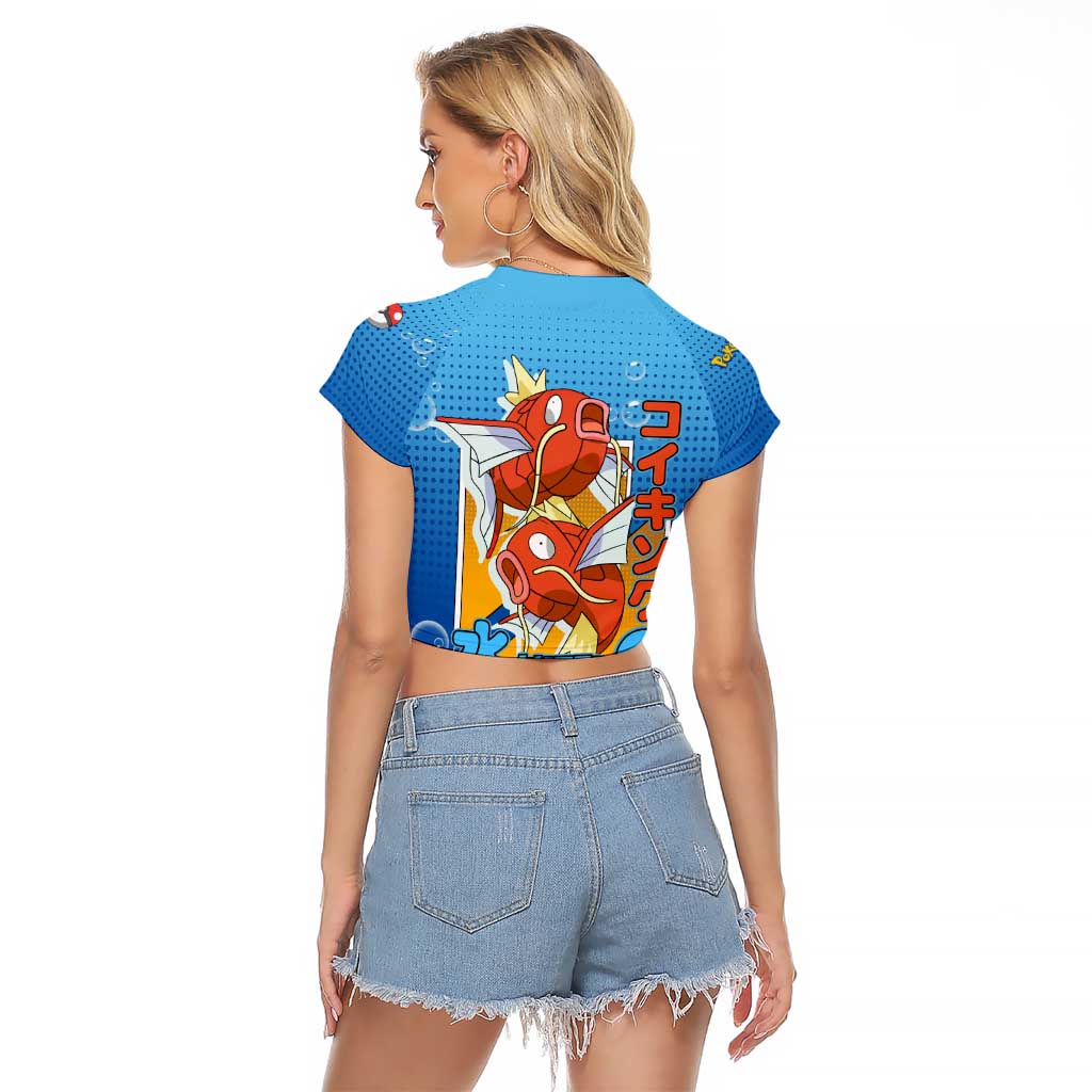 Magikarp from Poké Raglan Cropped T Shirt with Water Type Power and Splashing Design - The Mazicc
