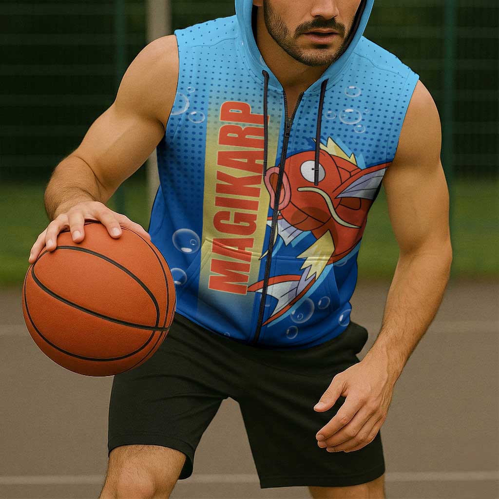 Magikarp from Poké Sleeveless Zip Hoodie with Water Type Power and Splashing Design - The Mazicc
