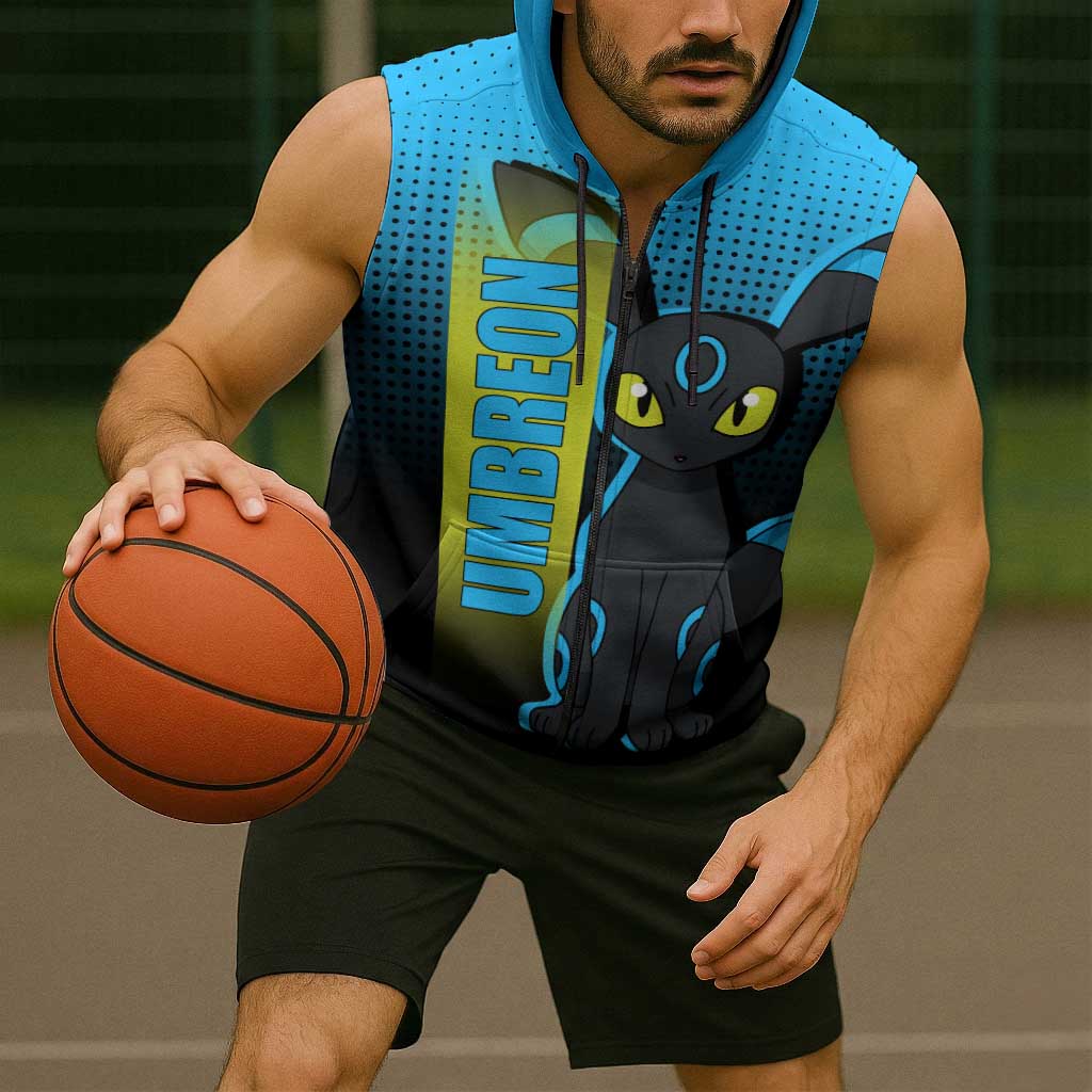 Umbreon from Poké Sleeveless Zip Hoodie with Dark Type Power and Stylish Design - The Mazicc