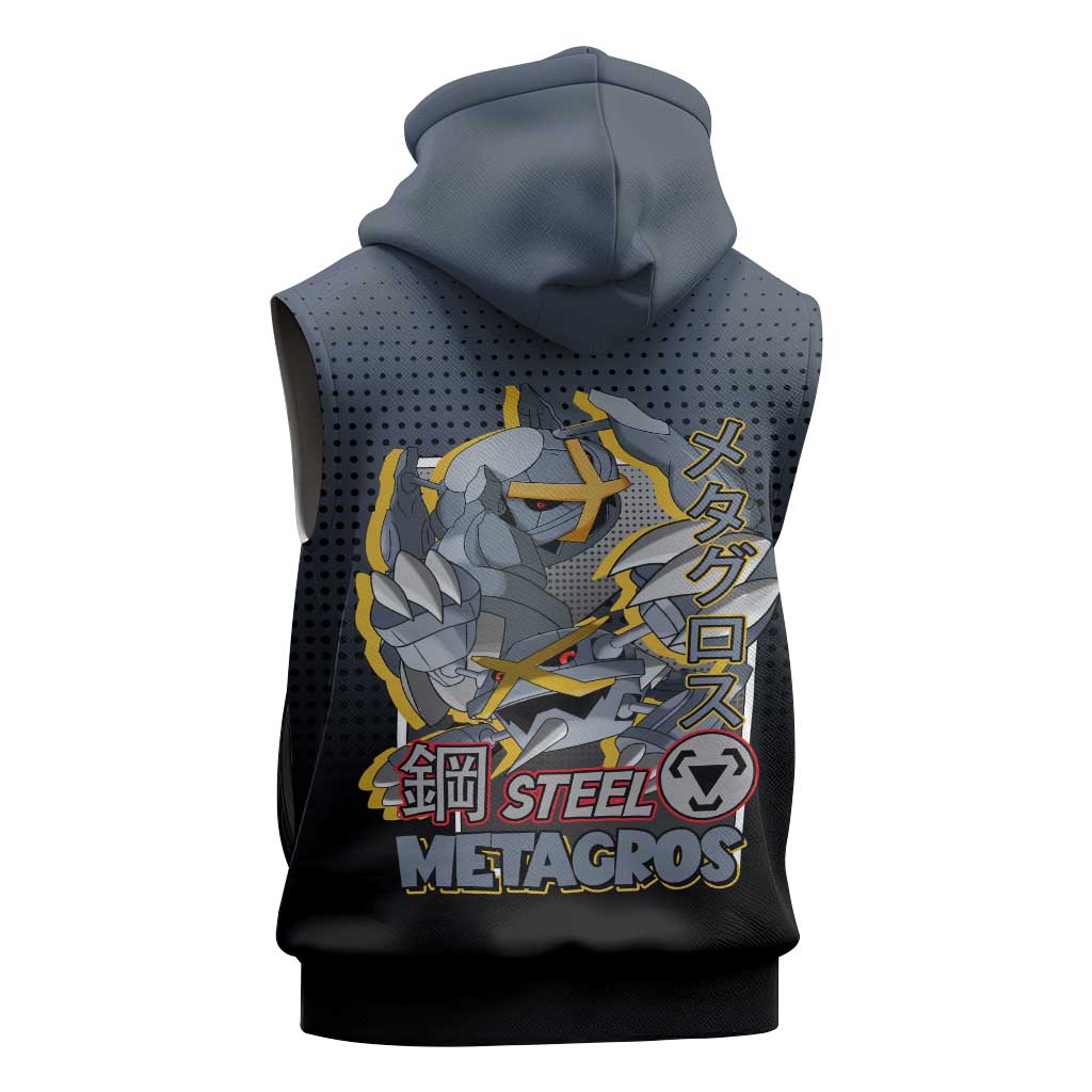 Metagross from Poké Sleeveless Zip Hoodie with Steel and Psychic Types Featuring Powerful Design - The Mazicc