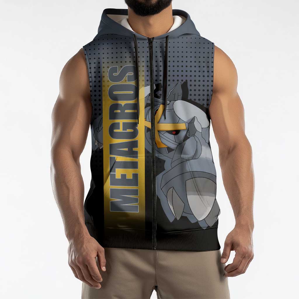 Metagross from Poké Sleeveless Zip Hoodie with Steel and Psychic Types Featuring Powerful Design - The Mazicc