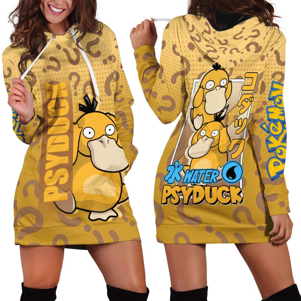 Psyduck from Poké Hoodie Dress with Water Type Power and Confused Expression Design - The Mazicc