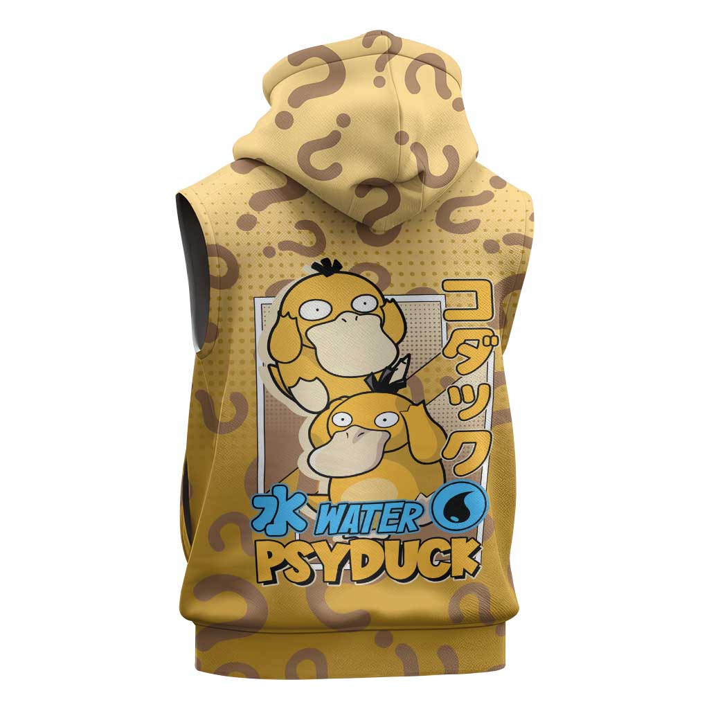 Psyduck from Poké Sleeveless Zip Hoodie with Water Type Power and Confused Expression Design - The Mazicc