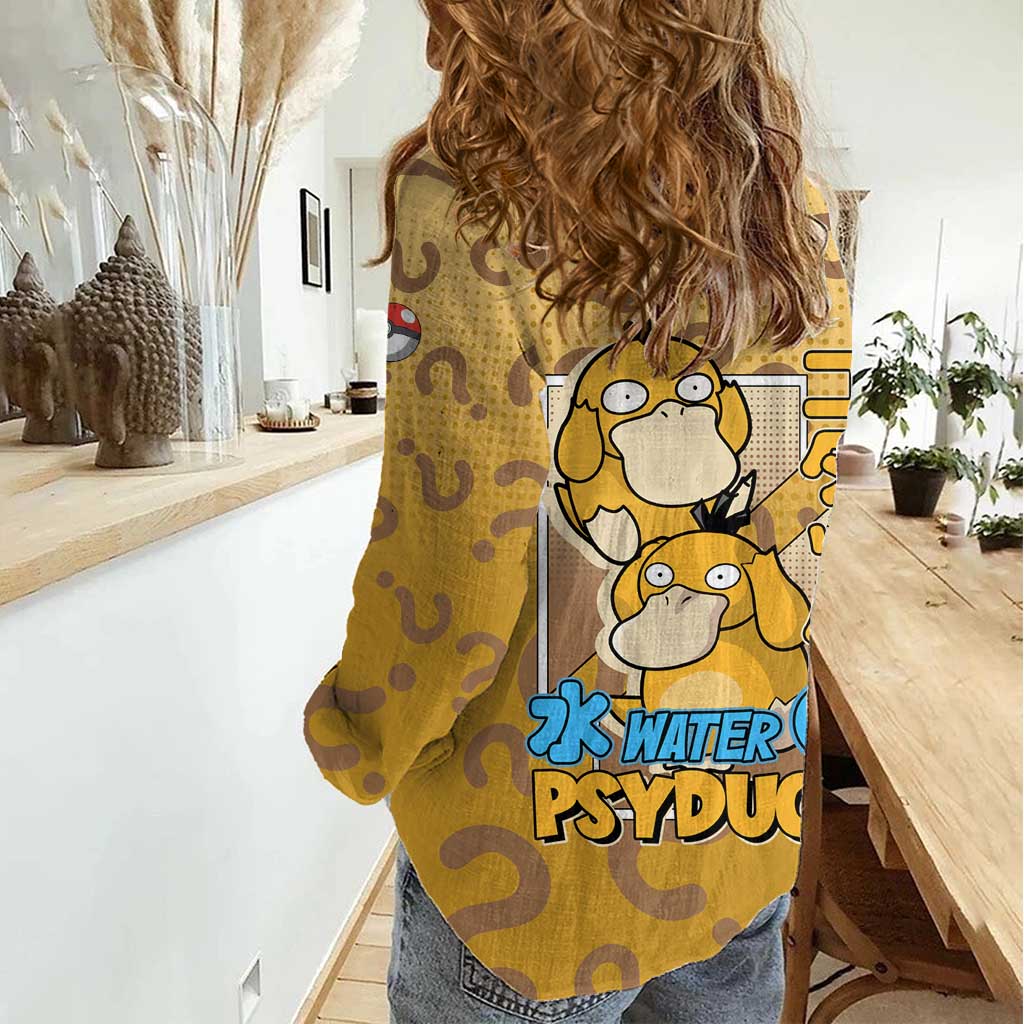 Psyduck from Poké Women Casual Shirt with Water Type Power and Confused Expression Design - The Mazicc