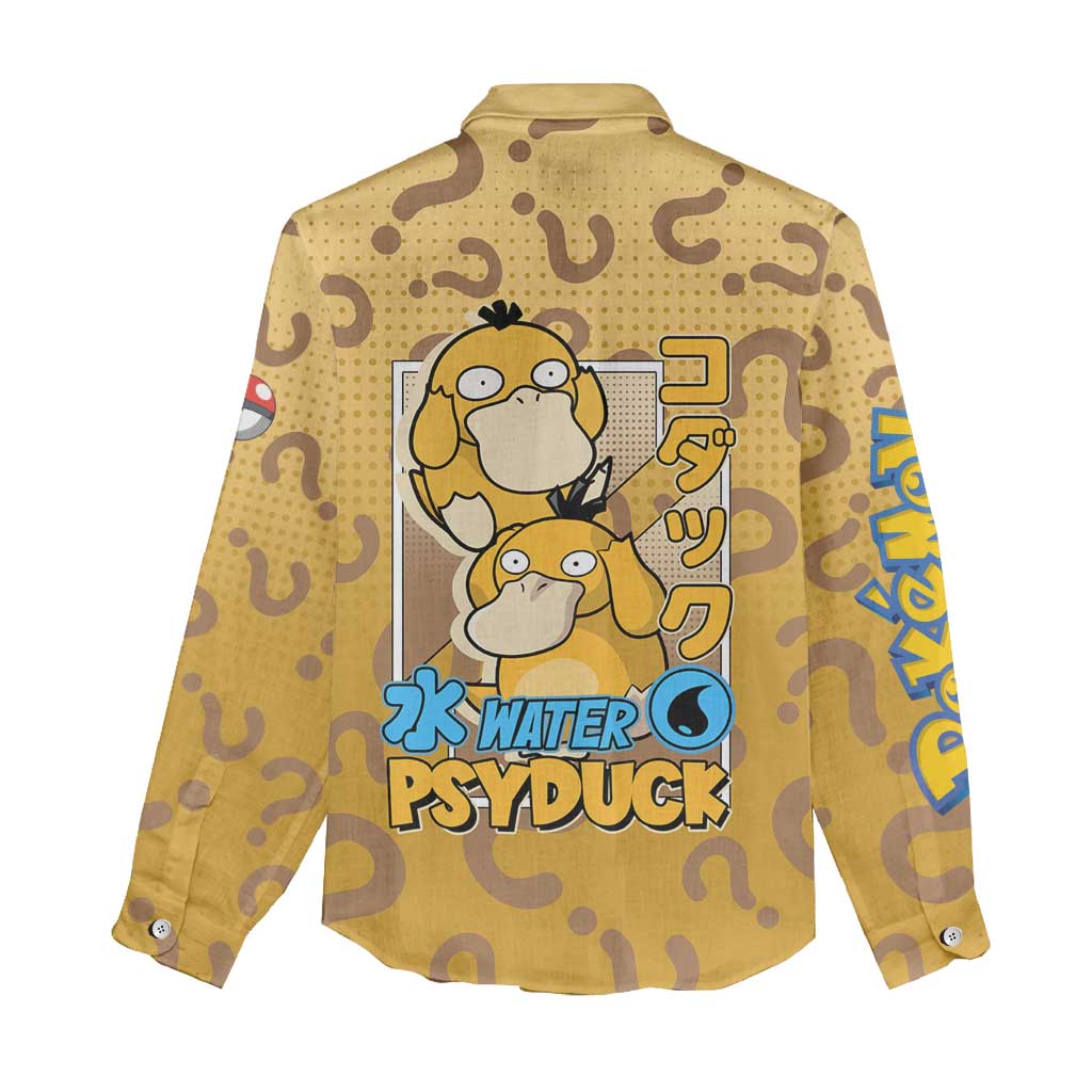 Psyduck from Poké Women Casual Shirt with Water Type Power and Confused Expression Design - The Mazicc