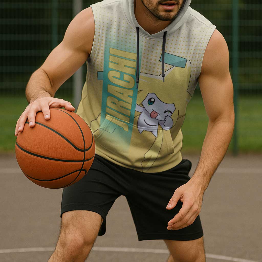 Jirachi from Poké Sleeveless Hoodie with Psychic Type Power and Cute Design - The Mazicc