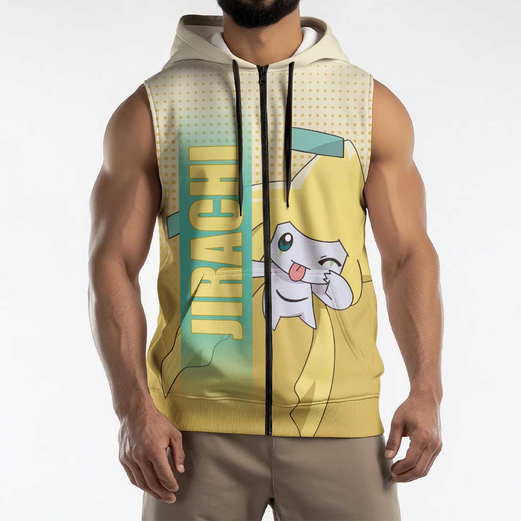 Jirachi from Poké Sleeveless Zip Hoodie with Psychic Type Power and Cute Design - The Mazicc