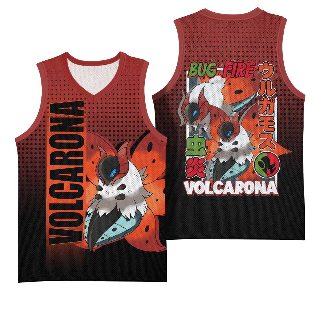 Volcarona from Poké Basketball Jersey Bug and Fire Types Featuring Bright and Fiery Design - The Mazicc
