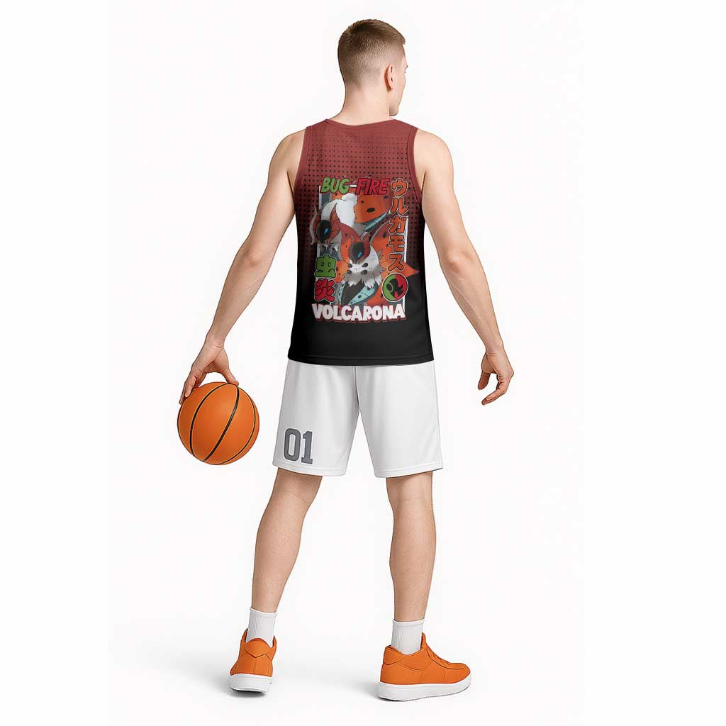 Volcarona from Poké Basketball Jersey Bug and Fire Types Featuring Bright and Fiery Design - The Mazicc