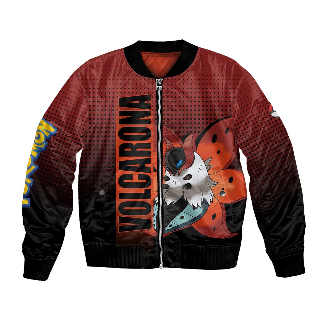 Volcarona from Poké Bomber Jacket Bug and Fire Types Featuring Bright and Fiery Design - The Mazicc