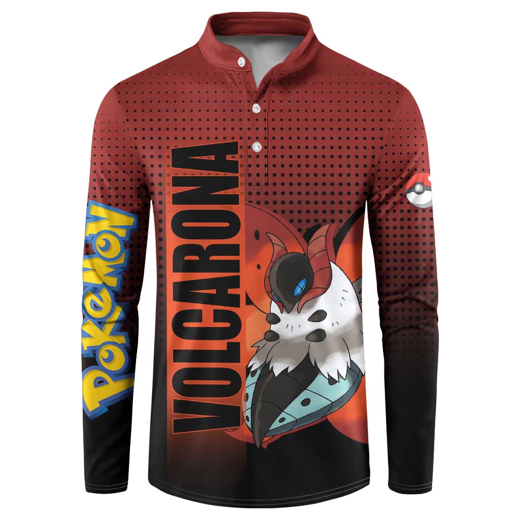 Volcarona from Poké Button Sweatshirt Bug and Fire Types Featuring Bright and Fiery Design - The Mazicc