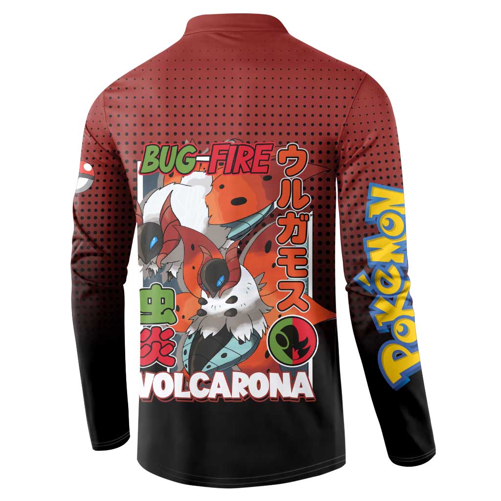 Volcarona from Poké Button Sweatshirt Bug and Fire Types Featuring Bright and Fiery Design - The Mazicc