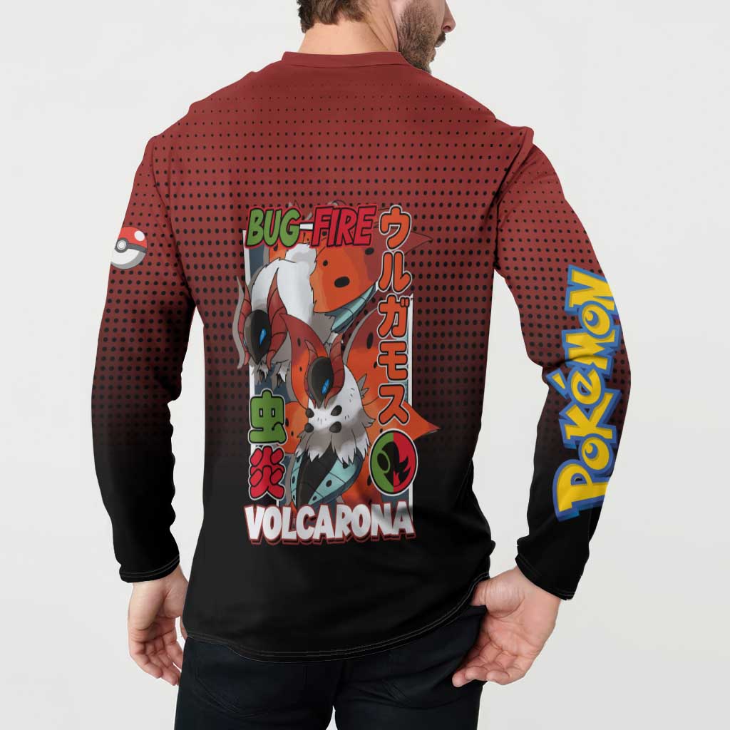 Volcarona from Poké Button Sweatshirt Bug and Fire Types Featuring Bright and Fiery Design - The Mazicc