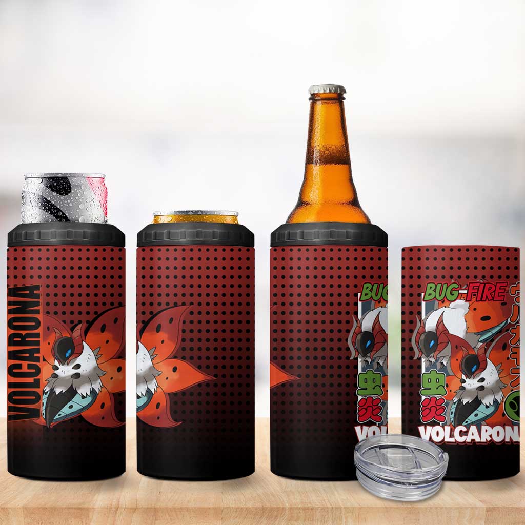 Volcarona from Poké 4 in 1 Can Cooler Tumbler Bug and Fire Types Featuring Bright and Fiery Design - The Mazicc