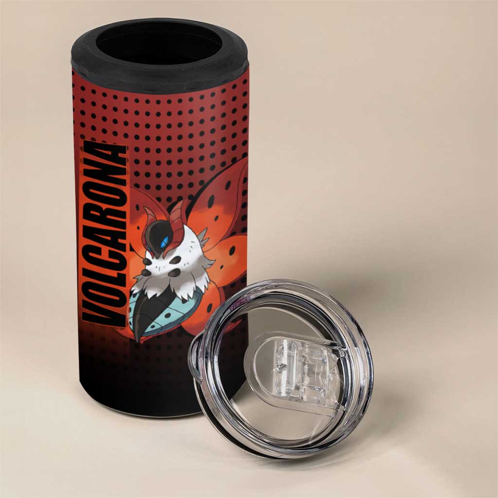 Volcarona from Poké 4 in 1 Can Cooler Tumbler Bug and Fire Types Featuring Bright and Fiery Design - The Mazicc