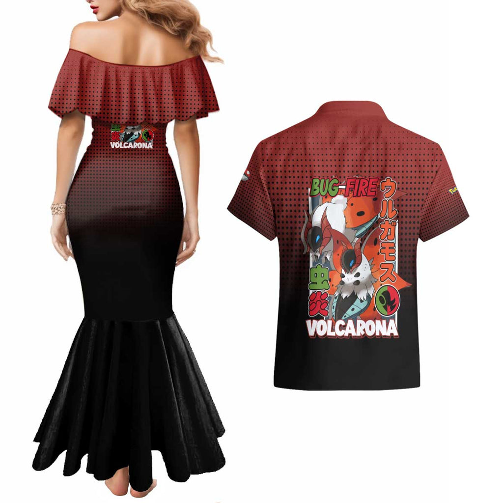 Volcarona from Poké Couples Matching Mermaid Dress and Hawaiian Shirt Bug and Fire Types Featuring Bright and Fiery Design - The Mazicc