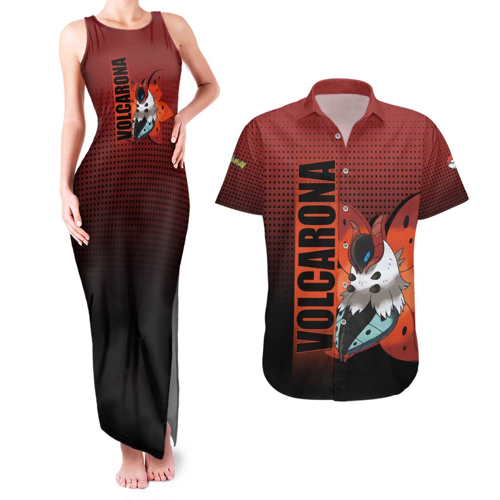 Volcarona from Poké Couples Matching Tank Maxi Dress and Hawaiian Shirt Bug and Fire Types Featuring Bright and Fiery Design - The Mazicc