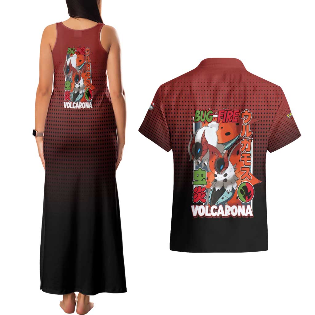Volcarona from Poké Couples Matching Tank Maxi Dress and Hawaiian Shirt Bug and Fire Types Featuring Bright and Fiery Design - The Mazicc